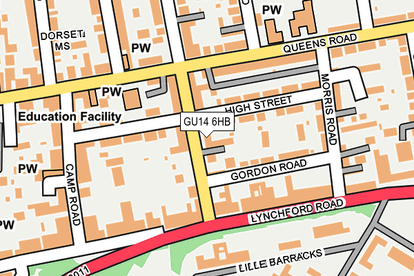 GU14 6HB map - OS OpenMap – Local (Ordnance Survey)