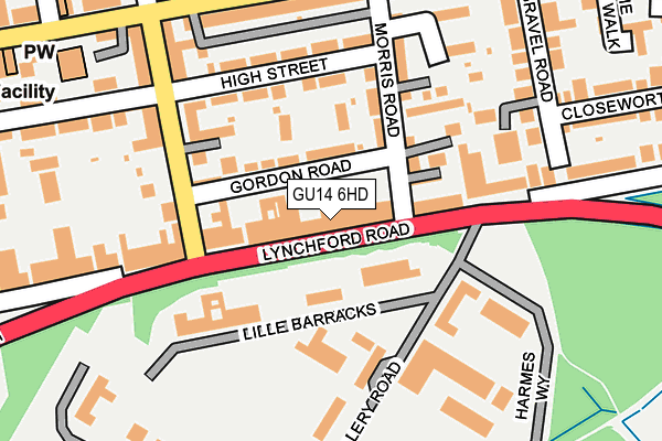 GU14 6HD map - OS OpenMap – Local (Ordnance Survey)