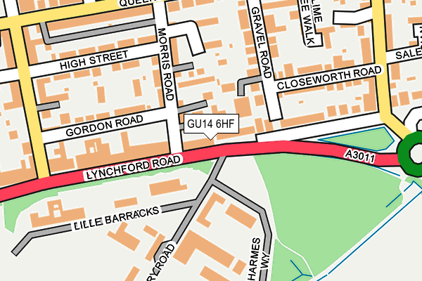 GU14 6HF map - OS OpenMap – Local (Ordnance Survey)