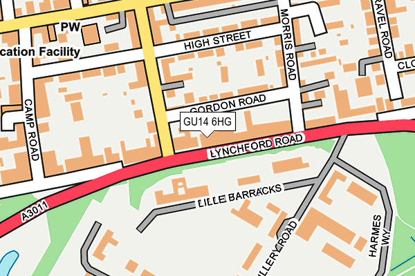 GU14 6HG map - OS OpenMap – Local (Ordnance Survey)