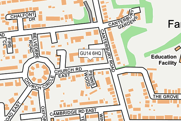 GU14 6HQ map - OS OpenMap – Local (Ordnance Survey)