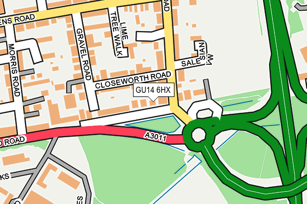 GU14 6HX map - OS OpenMap – Local (Ordnance Survey)