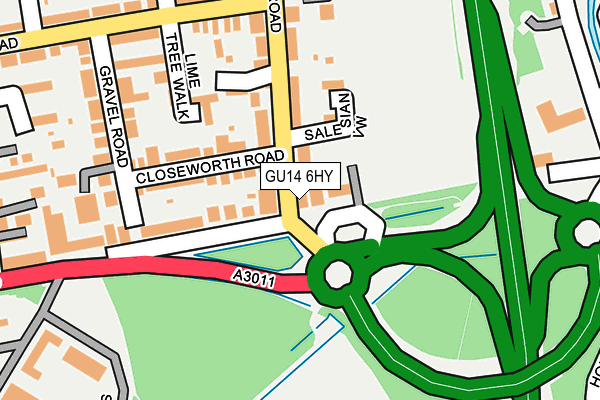 GU14 6HY map - OS OpenMap – Local (Ordnance Survey)