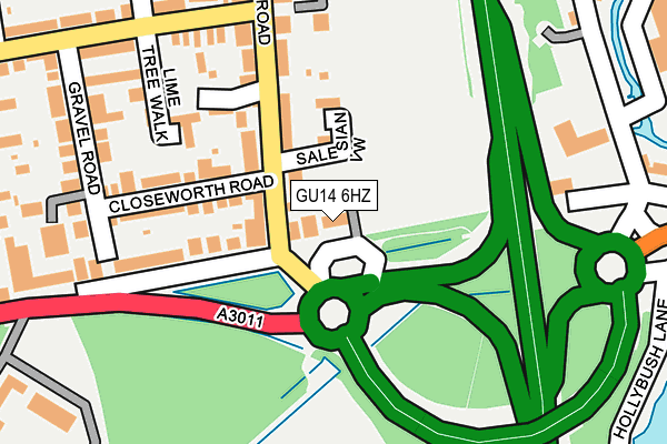 GU14 6HZ map - OS OpenMap – Local (Ordnance Survey)
