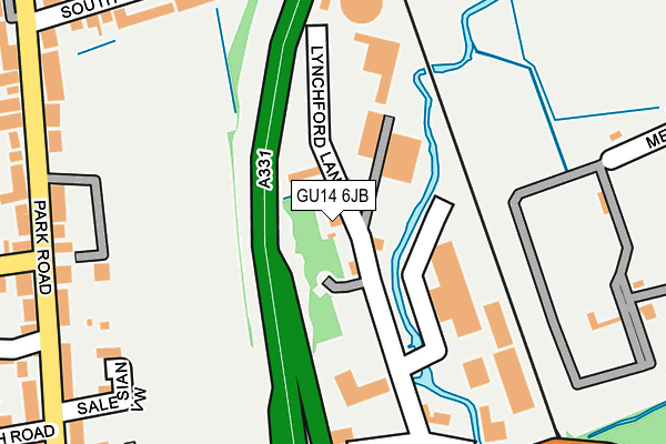 GU14 6JB map - OS OpenMap – Local (Ordnance Survey)