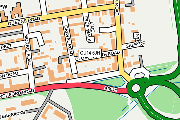 GU14 6JH map - OS OpenMap – Local (Ordnance Survey)