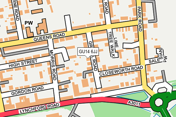 GU14 6JJ map - OS OpenMap – Local (Ordnance Survey)