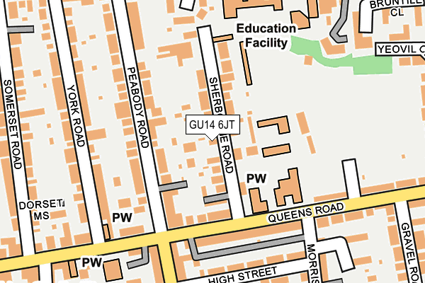 GU14 6JT map - OS OpenMap – Local (Ordnance Survey)
