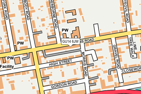 GU14 6JW map - OS OpenMap – Local (Ordnance Survey)