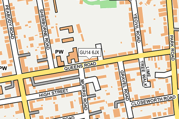 GU14 6JX map - OS OpenMap – Local (Ordnance Survey)