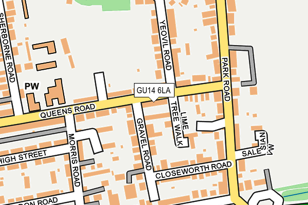 GU14 6LA map - OS OpenMap – Local (Ordnance Survey)
