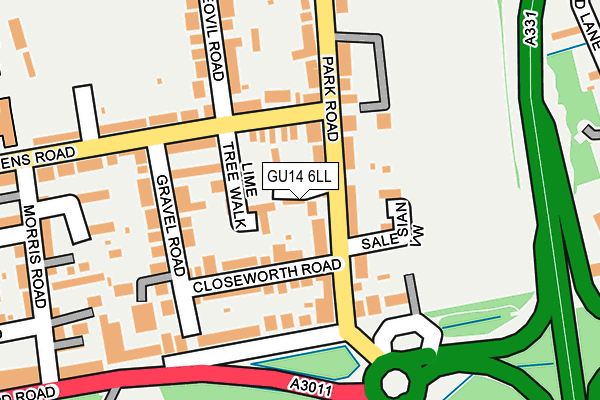 GU14 6LL map - OS OpenMap – Local (Ordnance Survey)