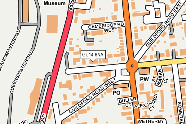 GU14 6NA map - OS OpenMap – Local (Ordnance Survey)