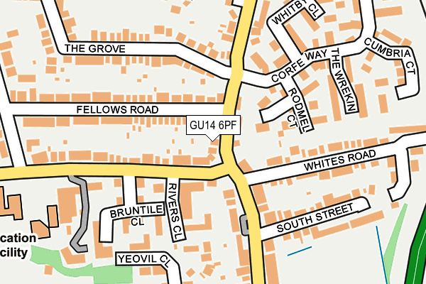 GU14 6PF map - OS OpenMap – Local (Ordnance Survey)
