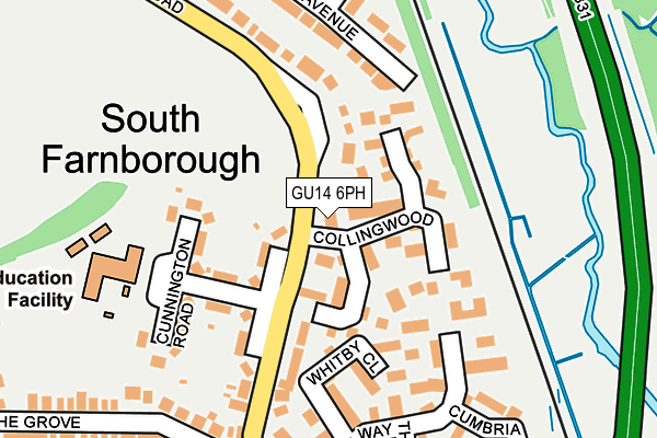 GU14 6PH map - OS OpenMap – Local (Ordnance Survey)