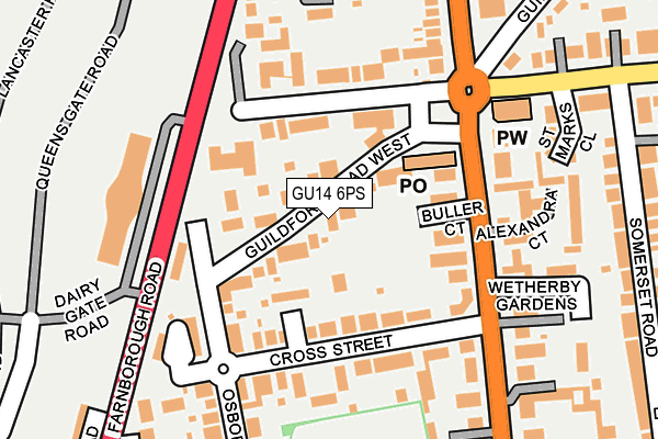 GU14 6PS map - OS OpenMap – Local (Ordnance Survey)