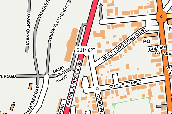 GU14 6PT map - OS OpenMap – Local (Ordnance Survey)