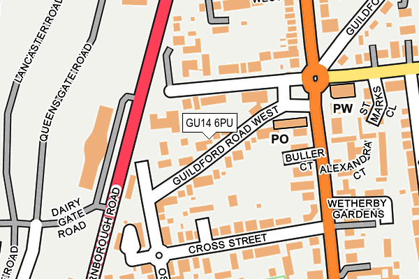 GU14 6PU map - OS OpenMap – Local (Ordnance Survey)