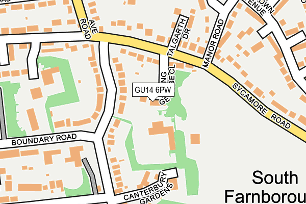 GU14 6PW map - OS OpenMap – Local (Ordnance Survey)