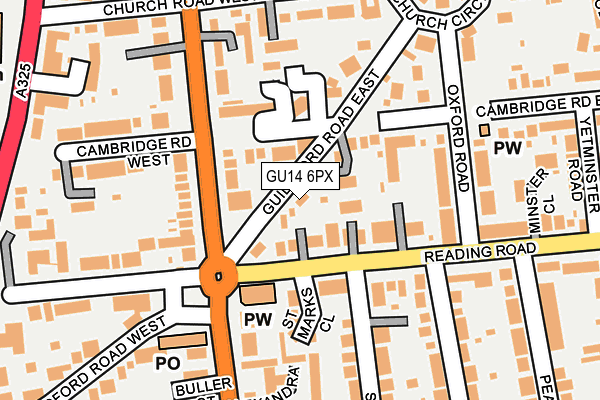 GU14 6PX map - OS OpenMap – Local (Ordnance Survey)