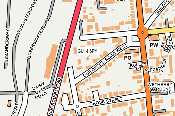 GU14 6PY map - OS OpenMap – Local (Ordnance Survey)