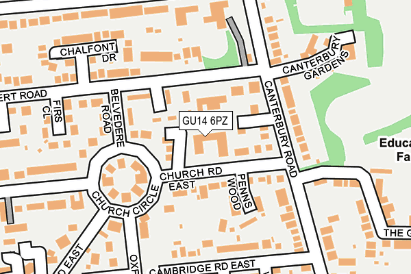 GU14 6PZ map - OS OpenMap – Local (Ordnance Survey)