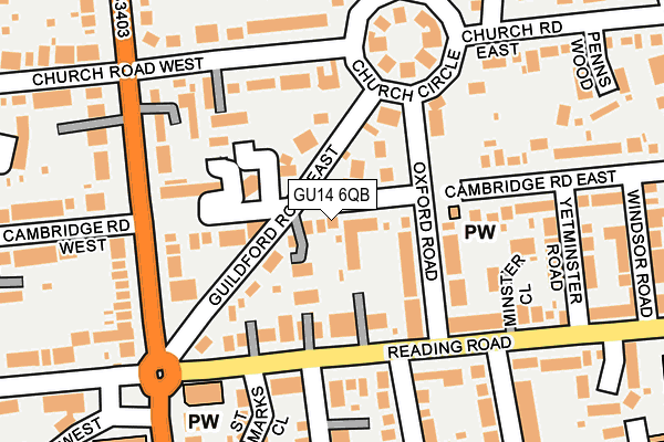 GU14 6QB map - OS OpenMap – Local (Ordnance Survey)