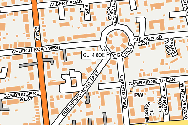 GU14 6QE map - OS OpenMap – Local (Ordnance Survey)