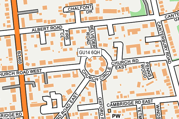 GU14 6QH map - OS OpenMap – Local (Ordnance Survey)