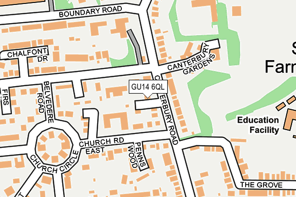 GU14 6QL map - OS OpenMap – Local (Ordnance Survey)