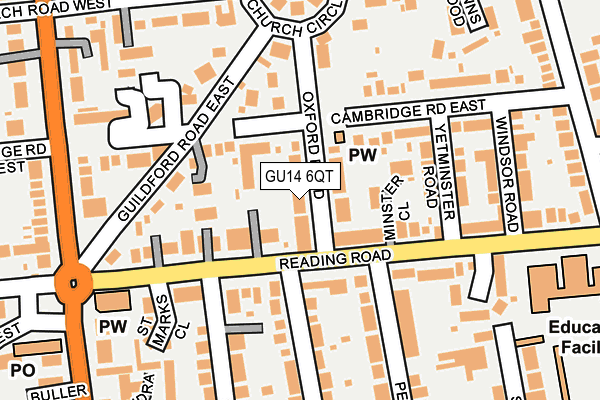 GU14 6QT map - OS OpenMap – Local (Ordnance Survey)