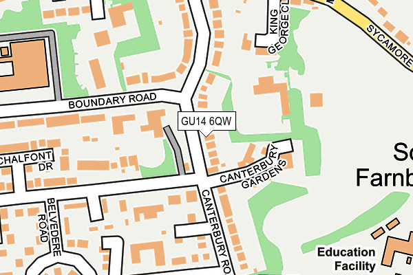 GU14 6QW map - OS OpenMap – Local (Ordnance Survey)
