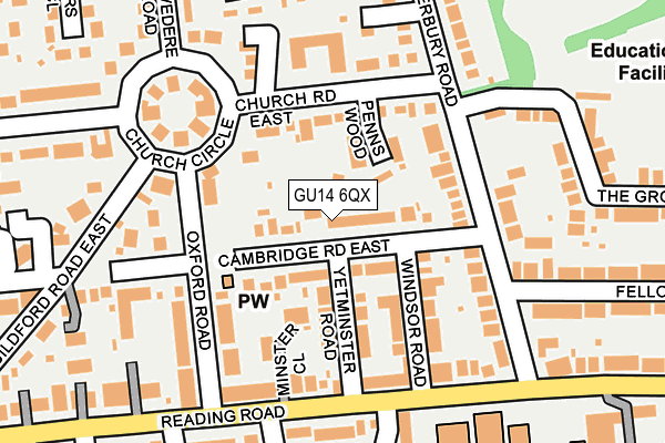 GU14 6QX map - OS OpenMap – Local (Ordnance Survey)