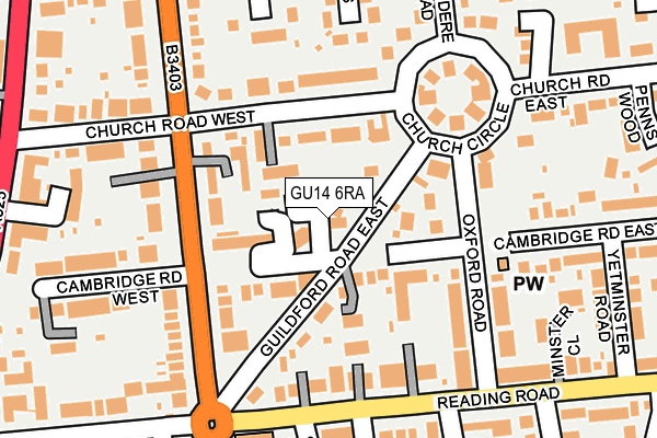 GU14 6RA map - OS OpenMap – Local (Ordnance Survey)