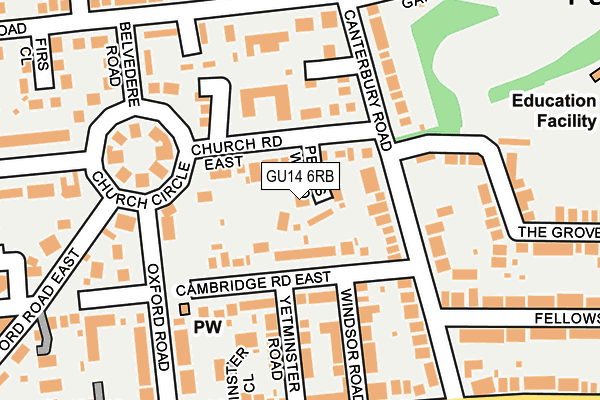 GU14 6RB map - OS OpenMap – Local (Ordnance Survey)