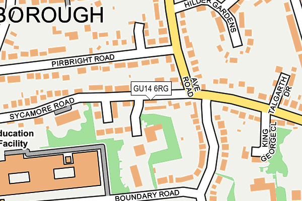 GU14 6RG map - OS OpenMap – Local (Ordnance Survey)