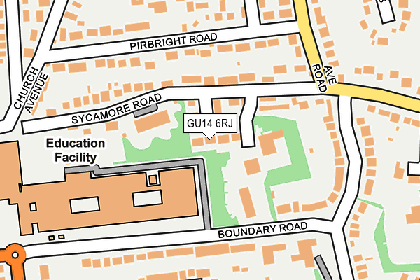 GU14 6RJ map - OS OpenMap – Local (Ordnance Survey)