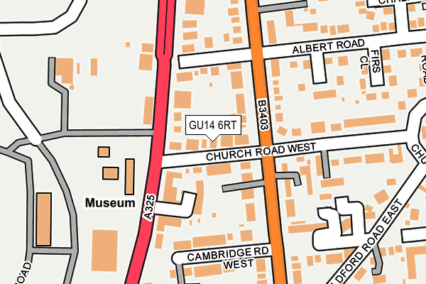 GU14 6RT map - OS OpenMap – Local (Ordnance Survey)