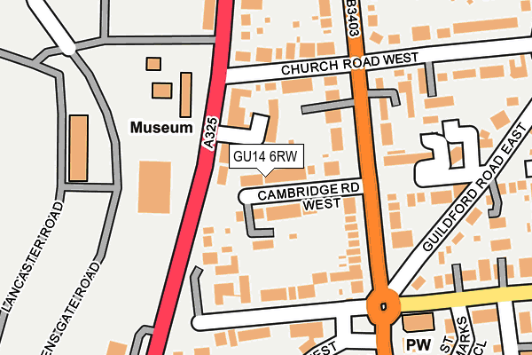 GU14 6RW map - OS OpenMap – Local (Ordnance Survey)