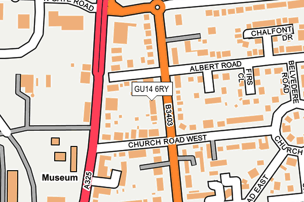 GU14 6RY map - OS OpenMap – Local (Ordnance Survey)
