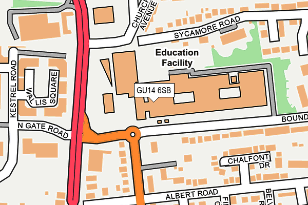 GU14 6SB map - OS OpenMap – Local (Ordnance Survey)