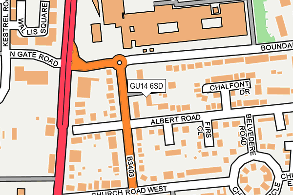 GU14 6SD map - OS OpenMap – Local (Ordnance Survey)