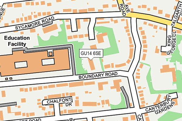 GU14 6SE map - OS OpenMap – Local (Ordnance Survey)