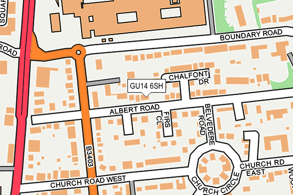 GU14 6SH map - OS OpenMap – Local (Ordnance Survey)