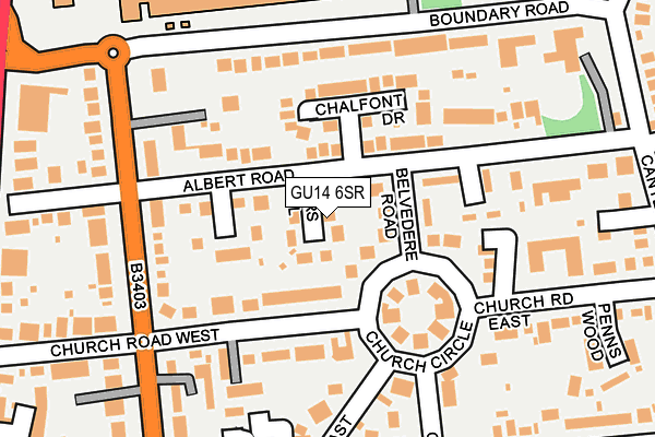 GU14 6SR map - OS OpenMap – Local (Ordnance Survey)