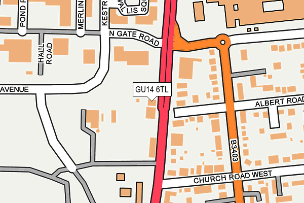 GU14 6TL map - OS OpenMap – Local (Ordnance Survey)