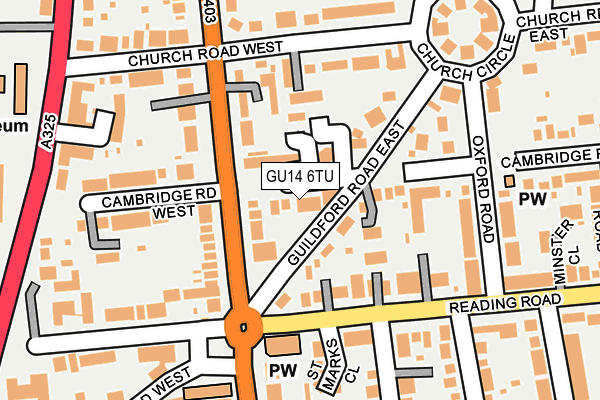 GU14 6TU map - OS OpenMap – Local (Ordnance Survey)