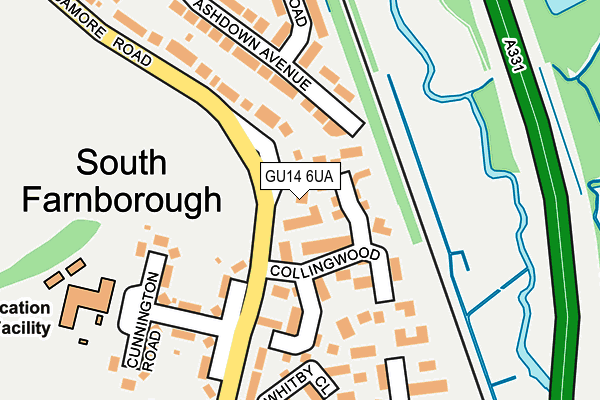 GU14 6UA map - OS OpenMap – Local (Ordnance Survey)