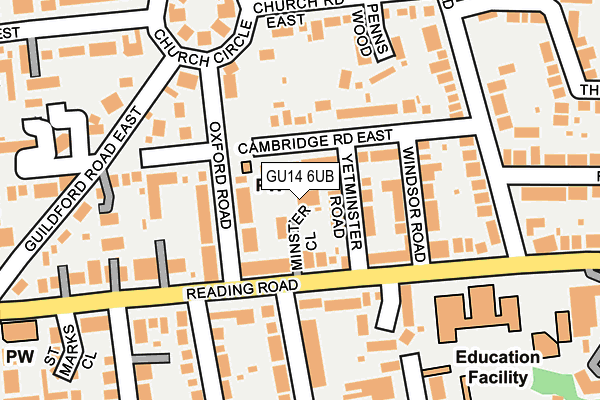 GU14 6UB map - OS OpenMap – Local (Ordnance Survey)