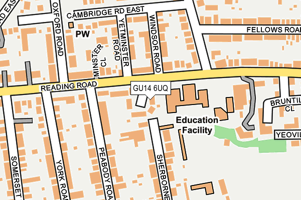 GU14 6UQ map - OS OpenMap – Local (Ordnance Survey)
